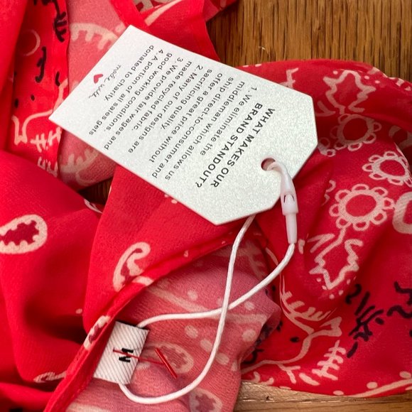Made With Love Bandana Paisley Dress Womens Size M Red/White Lightweight Lined - Picture 10 of 13